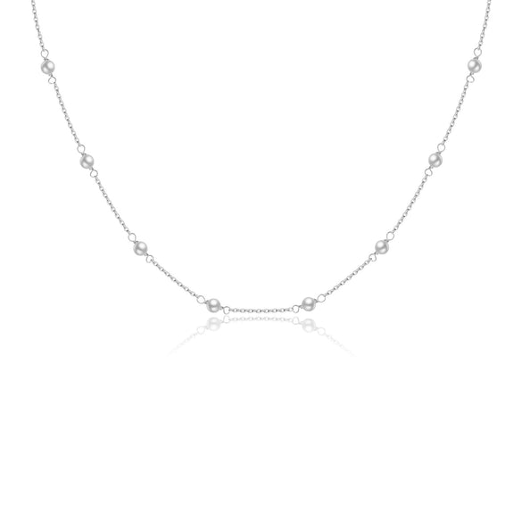 Wholesale Handmade S925 Sterling Silver Pearl Bead Cross Chain Neck Collarbone Necklace For Women With Electroplating