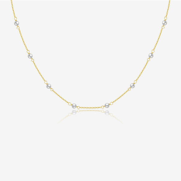 Wholesale Handmade S925 Sterling Silver Pearl Bead Cross Chain Neck Collarbone Necklace For Women With Electroplating