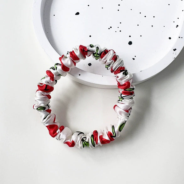 Wholesale Handmade Silk Hair Tie For Women High Elasticity Mulberry Silk Nonpulling Ponytail Head Flower Hair Rope