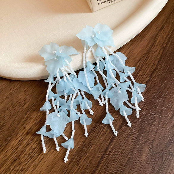 Wholesale Handmade Silver Needle Mesh Earrings With Forest Flower Design