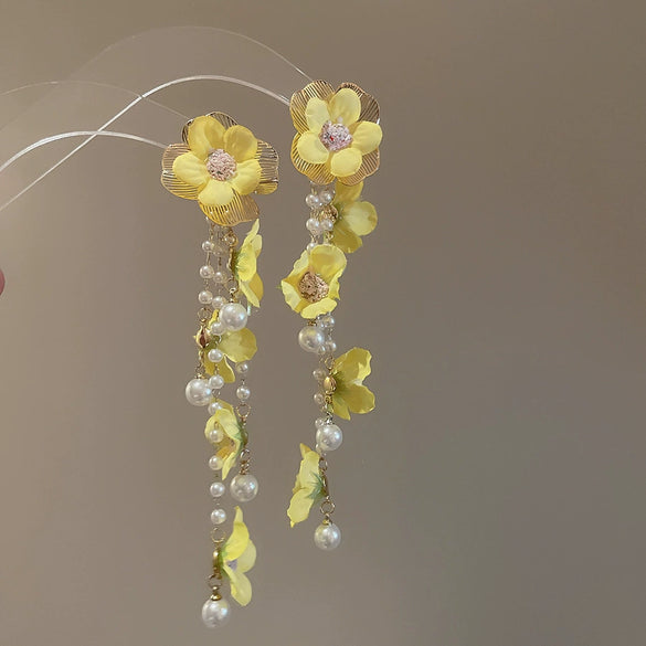 Wholesale Handmade Silver Needle Mesh Earrings With Forest Flower Design