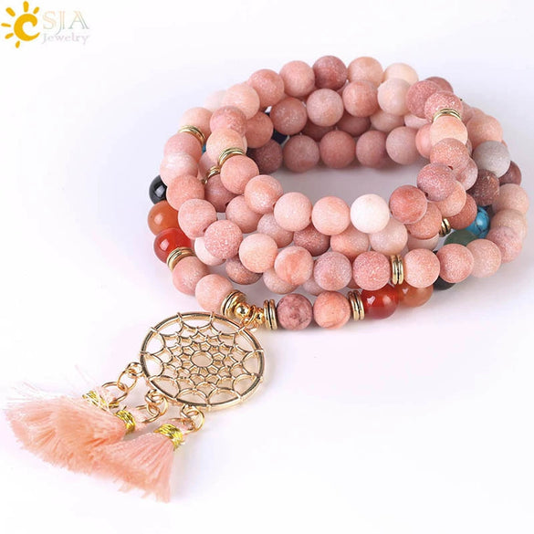 Wholesale Handmade Simple Style Natural Stone And Copper Dream Catcher Bracelet Gold Plated