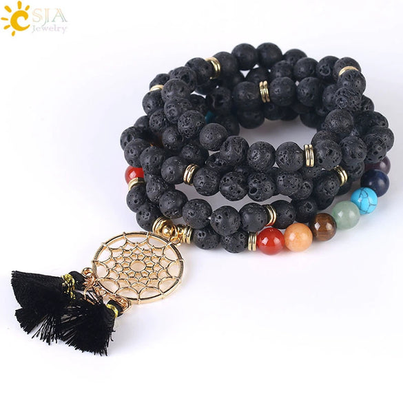Wholesale Handmade Simple Style Natural Stone And Copper Dream Catcher Bracelet Gold Plated