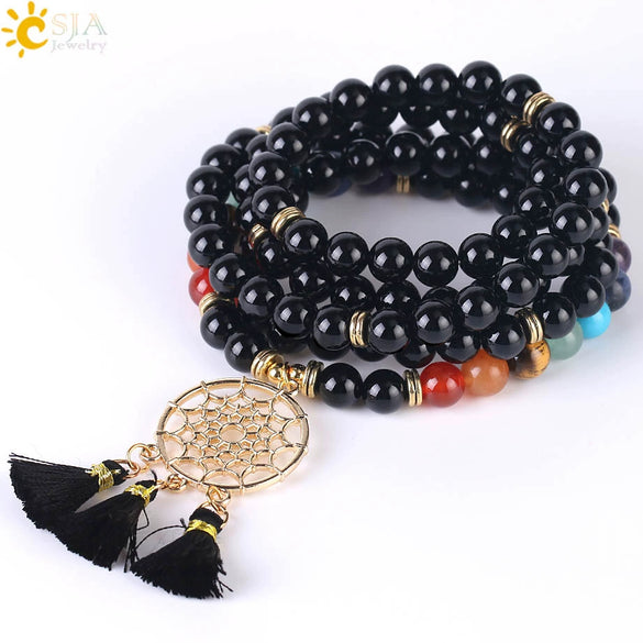 Wholesale Handmade Simple Style Natural Stone And Copper Dream Catcher Bracelet Gold Plated