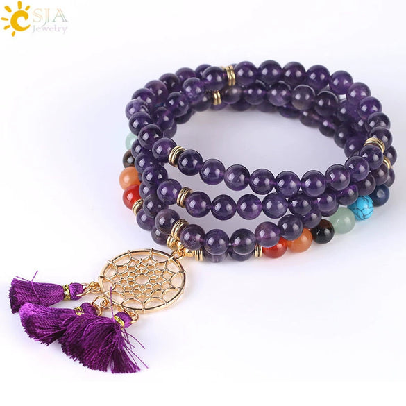 Wholesale Handmade Simple Style Natural Stone And Copper Dream Catcher Bracelet Gold Plated