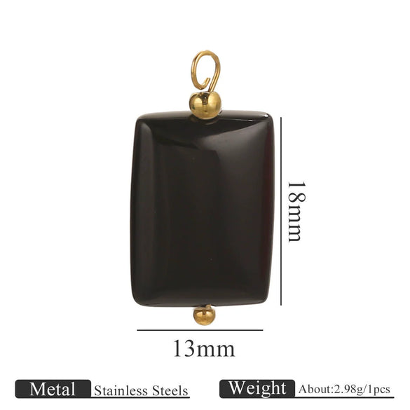 Wholesale Handmade Stainless Steel And Natural Stone Jewelry Accessories Square Pendant Curved Needle Pendant For Diy Necklace Earrings Bracelet With Electroplating