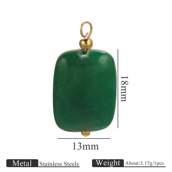 Wholesale Handmade Stainless Steel And Natural Stone Jewelry Accessories Square Pendant Curved Needle Pendant For Diy Necklace Earrings Bracelet With Electroplating