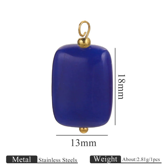 Wholesale Handmade Stainless Steel And Natural Stone Jewelry Accessories Square Pendant Curved Needle Pendant For Diy Necklace Earrings Bracelet With Electroplating