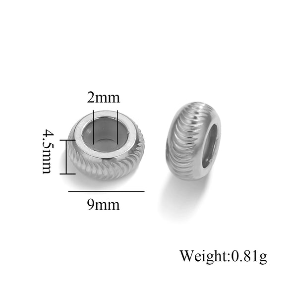 Wholesale Handmade Stainless Steel And Silicone Loose Round Beads Jewelry With Glossy Geometric Design And Electroplating
