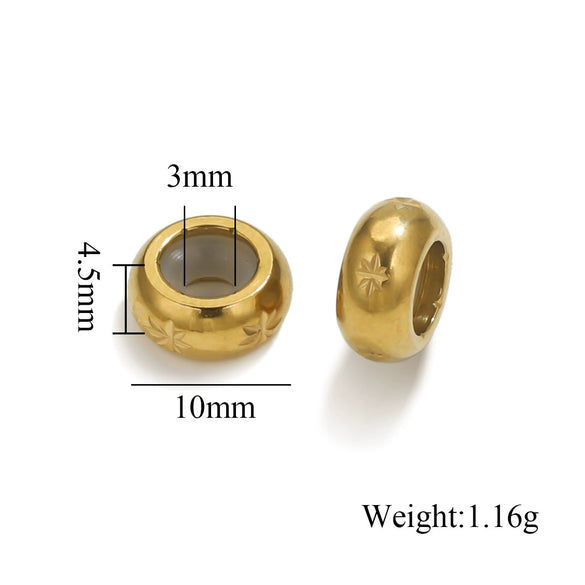 Wholesale Handmade Stainless Steel And Silicone Loose Round Beads Jewelry With Glossy Geometric Design And Electroplating