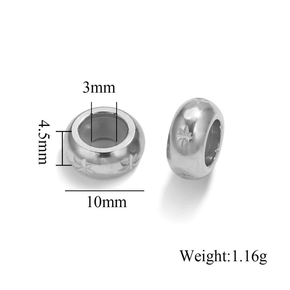 Wholesale Handmade Stainless Steel And Silicone Loose Round Beads Jewelry With Glossy Geometric Design And Electroplating