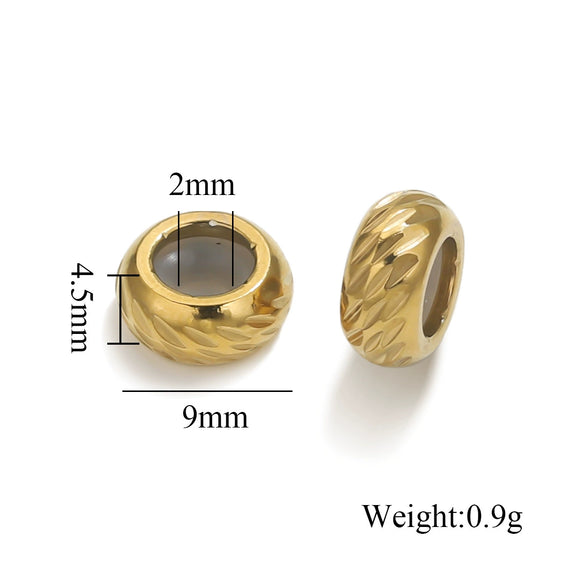 Wholesale Handmade Stainless Steel And Silicone Loose Round Beads Jewelry With Glossy Geometric Design And Electroplating