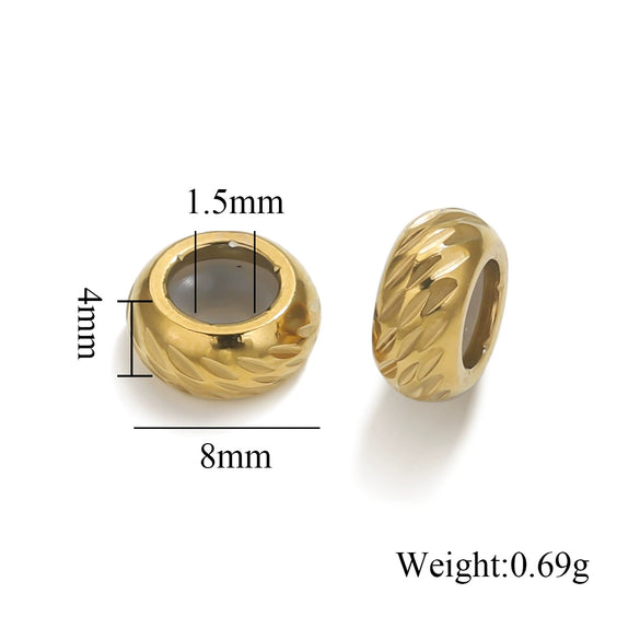 Wholesale Handmade Stainless Steel And Silicone Loose Round Beads Jewelry With Glossy Geometric Design And Electroplating