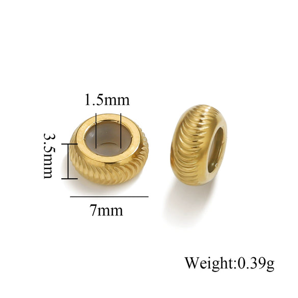 Wholesale Handmade Stainless Steel And Silicone Loose Round Beads Jewelry With Glossy Geometric Design And Electroplating