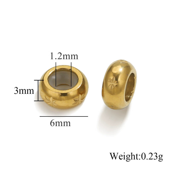 Wholesale Handmade Stainless Steel And Silicone Loose Round Beads Jewelry With Glossy Geometric Design And Electroplating