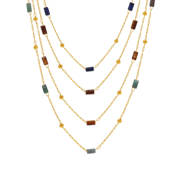 Wholesale Handmade 316L Stainless Steel And Tiger's Eye Beaded Cross Necklace With Geometric Pattern For Women