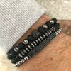Wholesale Handmade Stainless Steel Bracelet With Black Onyx Tiger Eye Stone Black Gallstone Cross For Men
