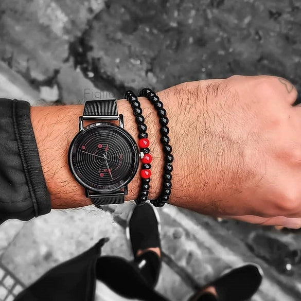 Wholesale Handmade Stainless Steel Bracelet With Black Onyx Tiger Eye Stone Black Gallstone Cross For Men