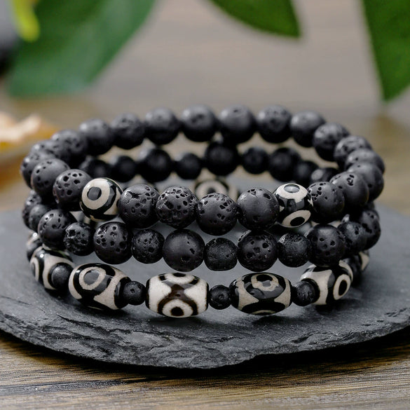 Wholesale Handmade Stainless Steel Bracelet With Black Onyx Tiger Eye Stone Black Gallstone Cross For Men