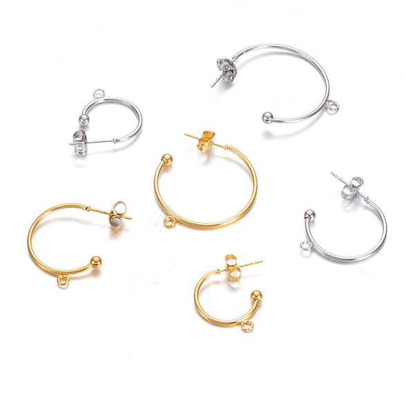 Wholesale Handmade Stainless Steel Cshaped Earrings With Electroplating Treatment