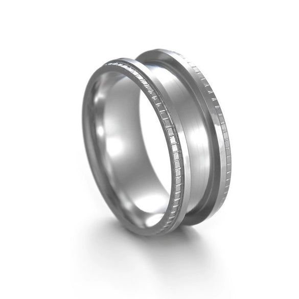 Wholesale Handmade Stainless Steel Geometric Ring Material Accessories With Embossed Edge And Electroplating