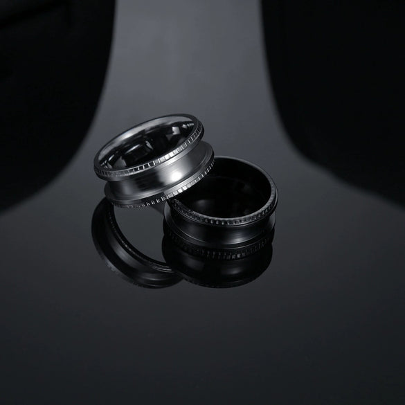 Wholesale Handmade Stainless Steel Geometric Ring Material Accessories With Embossed Edge And Electroplating