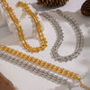 Wholesale Handmade Stainless Steel Geometric Staircase Necklace And Bracelet Set For Women