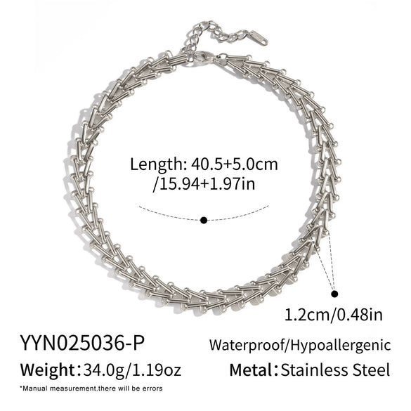 Wholesale Handmade Stainless Steel Geometric Staircase Necklace And Bracelet Set For Women
