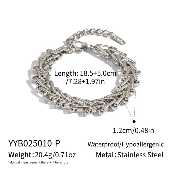 Wholesale Handmade Stainless Steel Geometric Staircase Necklace And Bracelet Set For Women