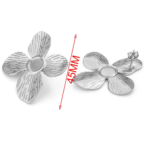 Wholesale Handmade Stainless Steel Hollow Flower Pattern Hanging Earrings Accessories With Electroplating