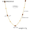 Wholesale Handmade Stainless Steel Tiger Eye Stone Geometric Pattern Hammered Cross Beaded Clavicle Necklace For Women Light Luxury Style Electroplated