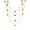 Wholesale Handmade Stainless Steel Tiger Eye Stone Geometric Pattern Hammered Cross Beaded Clavicle Necklace For Women Light Luxury Style Electroplated