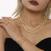 Wholesale Handmade Stainless Steel Zircon Inlaid Light Luxury Clavicle Necklace And Bracelet Electroplated