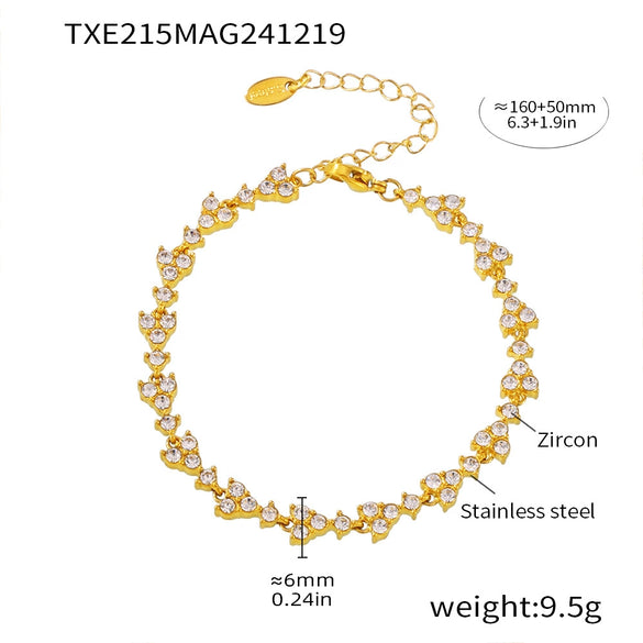 Wholesale Handmade Stainless Steel Zircon Inlaid Light Luxury Clavicle Necklace And Bracelet Electroplated