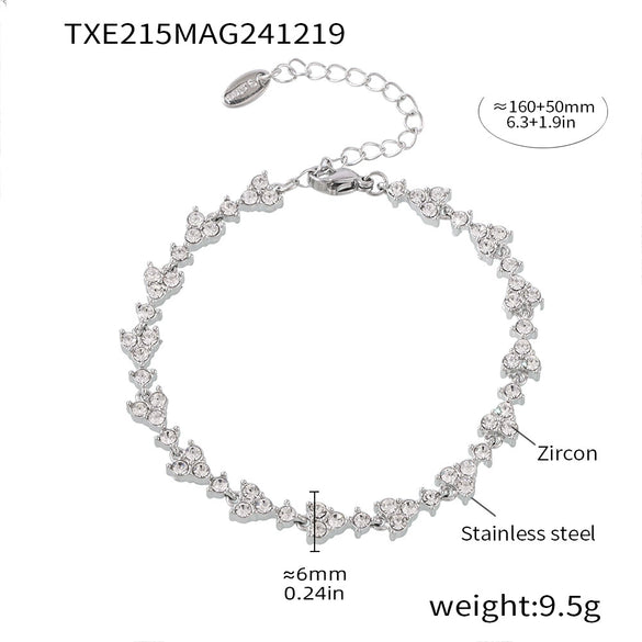 Wholesale Handmade Stainless Steel Zircon Inlaid Light Luxury Clavicle Necklace And Bracelet Electroplated