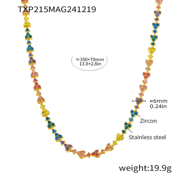 Wholesale Handmade Stainless Steel Zircon Inlaid Light Luxury Clavicle Necklace And Bracelet Electroplated
