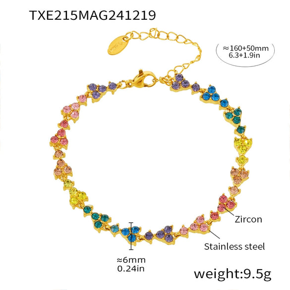 Wholesale Handmade Stainless Steel Zircon Inlaid Light Luxury Clavicle Necklace And Bracelet Electroplated