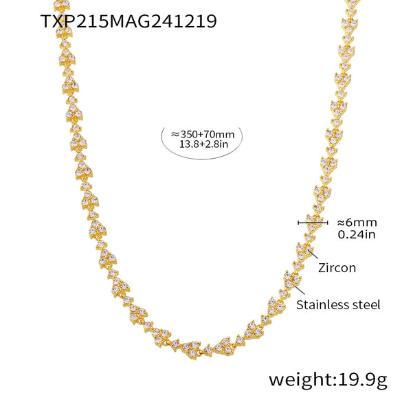 Wholesale Handmade Stainless Steel Zircon Inlaid Light Luxury Clavicle Necklace And Bracelet Electroplated