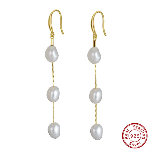 Wholesale Handmade 925 Sterling Silver Earrings With Natural Freshwater Pearl Baroque Retro Style