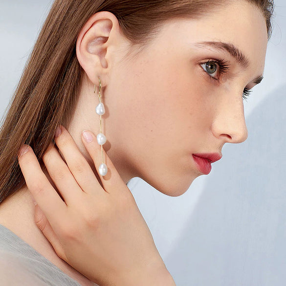 Wholesale Handmade 925 Sterling Silver Earrings With Natural Freshwater Pearl For Women Retro Style