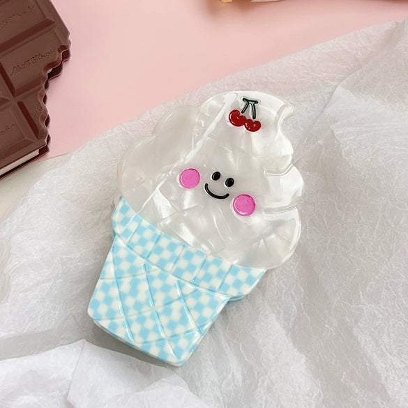Wholesale Handmade Sweet Fruit Food Style Acetic Acid Hair Gripper Ice Cream Cone Watermelon Shark Clip For Female And Unisex
