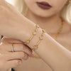 Wholesale Handmade Titanium Steel Gimmel Four Leaf Flower Zircon Bracelet With Pvd Gold Plated Electroplating Jewelry For Women