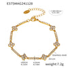 Wholesale Handmade Titanium Steel Gimmel Four Leaf Flower Zircon Bracelet With Pvd Gold Plated Electroplating Jewelry For Women