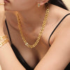 Wholesale Handmade Titanium Steel Necklace Bracelet Suit With 18K Real Gold Plated Regular Chain For Women