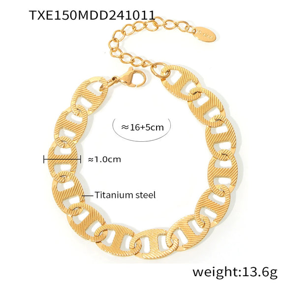 Wholesale Handmade Titanium Steel Necklace Bracelet Suit With 18K Real Gold Plated Regular Chain For Women