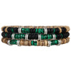 Wholesale Handmade Unisex Geometric Stacked Bracelet With Coconut Shell And Green Peacock Elements