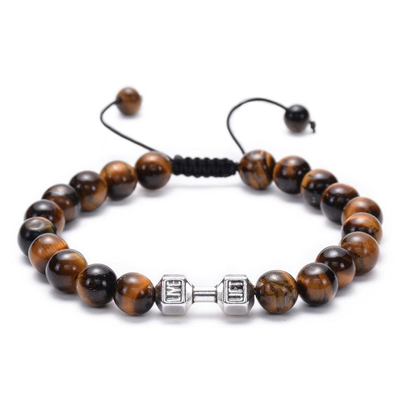 Wholesale Handmade Volcanic Stone And Alloy Dumbbell Style Unisex Energy Bracelet