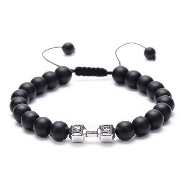 Wholesale Handmade Volcanic Stone And Alloy Dumbbell Style Unisex Energy Bracelet