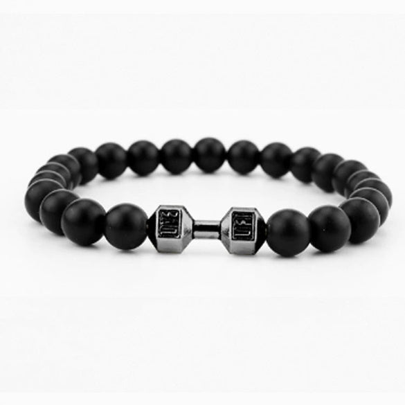 Wholesale Handmade Volcanic Stone And Alloy Dumbbell Style Unisex Energy Bracelet