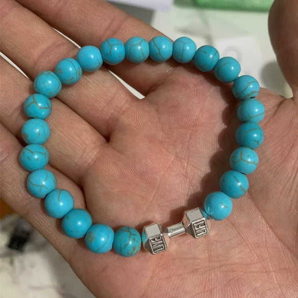Wholesale Handmade Volcanic Stone And Alloy Dumbbell Style Unisex Energy Bracelet